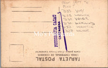 Load image into Gallery viewer, Vintage postcard with handwritten text and branding on a beige background
