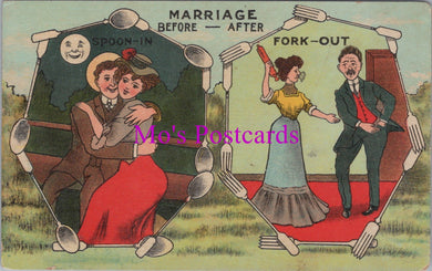 Comic Postcard - Marriage, Married Life, Spoon, Fork, Cutlery  SW14612