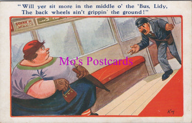 Comic Postcard - Bus, Lady, Bus Conductor, Road Transport SW14634