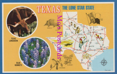 Maps Postcard -  Map of Texas, The Lone Star State  DZ33
