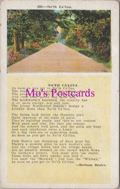 Literature Postcard - No'th Ca'lina, American Poet Bertoon Braley  DZ42