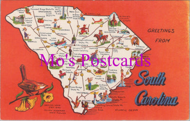 Maps Postcard - Map of South Carolina 