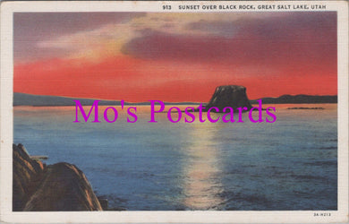 America Postcard - Sunset Over Black Rock, Great Salt Lake, Utah  DZ49