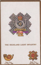 Load image into Gallery viewer, Military Postcard - The Highland Light Infantry   SW15131
