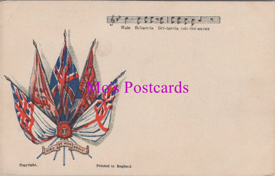 Patriotic Flags Postcard - Musical Notes, Rule Britannia   SW14239
