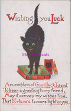 Load image into Gallery viewer, Greetings Postcard - Black Cat Wishing You Luck   SW14241
