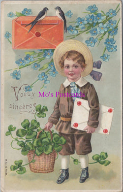 Embossed Greetings Postcard - Sincere Wishes, Voeux Sinceres   SW14276
