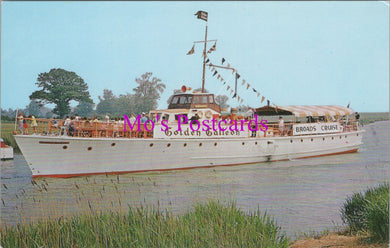 Norfolk Postcard - Golden Galleon Cruising on The Norfolk Broads  SW14290
