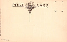 Load image into Gallery viewer, Vintage postcard with decorative text and emblem on a beige background
