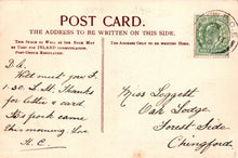 Load image into Gallery viewer, Vintage postcard with handwritten text and a stamp, featuring airmail label.
