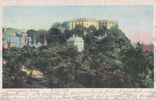Load image into Gallery viewer, Vintage postcard of a castle on a hill with trees and buildings in the foreground.
