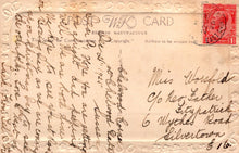 Load image into Gallery viewer, Vintage postcard with handwritten text and a red stamp
