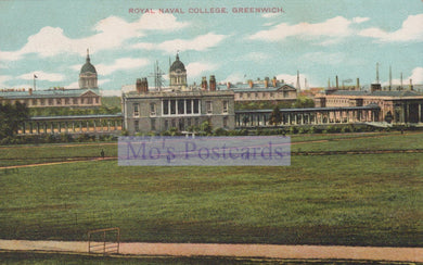 Vintage postcard of the Royal Naval College, Greenwich with a clear sky.