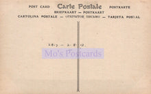 Load image into Gallery viewer, Vintage postcard with text in multiple languages and a date stamp on a beige background.
