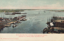 Load image into Gallery viewer, Vintage postcard of a harbor scene with boats and buildings, published by T. F. &amp; A. T. Hayden.
