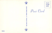 Load image into Gallery viewer, Vintage postcard with Scout logo and text on a light background
