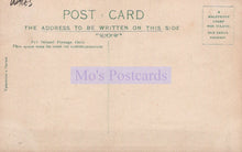 Load image into Gallery viewer, Vintage postcard with text and a stamp on a beige background
