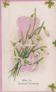 Embossed Flowers Postcard - With The Season's Greetings SW19117