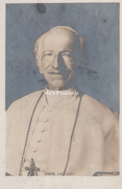 Vintage postcard of a religious figure with 'Mo's Postcards' branding.