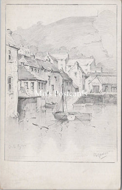 Cornwall Postcard - Artist Pencil Sketch of Polperro SW17204