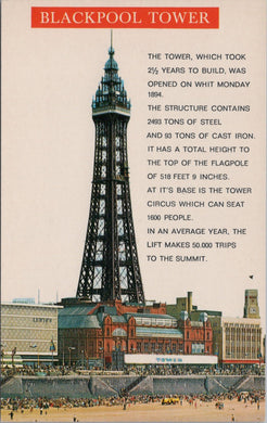 Lancashire Postcard - Blackpool Tower   SW16992