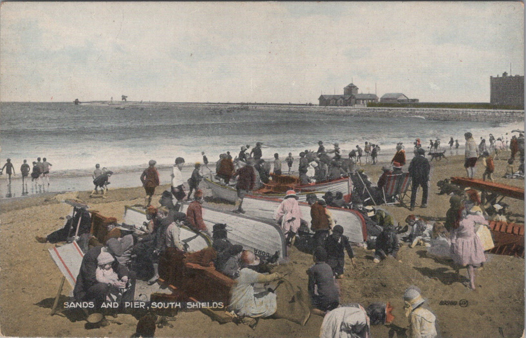 Co Durham Postcard - Sands and Pier, South Shields   SW17050