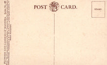 Load image into Gallery viewer, Vintage postcard with text and a stamp area on a beige background
