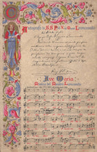 Load image into Gallery viewer, Sheet music with decorative border and text, featuring a religious figure.
