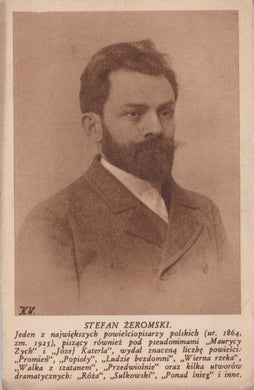 Vintage photograph of a man with a beard and formal attire, accompanied by text.