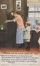Load image into Gallery viewer, Vintage illustration of a woman and child in a room with a window, text at the bottom.
