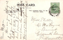 Load image into Gallery viewer, Vintage postcard with handwritten text and a stamp, featuring the address &#39;Miss Shilton&#39;.
