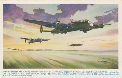 Military Aviation Postcard - Avro Lancaster Mk1 Heavy Bomber Plane VT390  