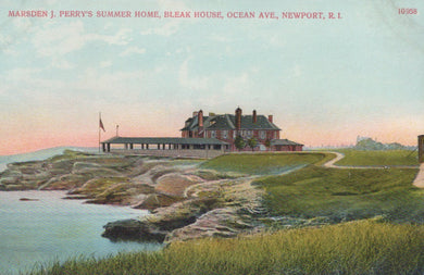 Vintage postcard of a summer home named Bleak House on Ocean Ave, Newport, RI.