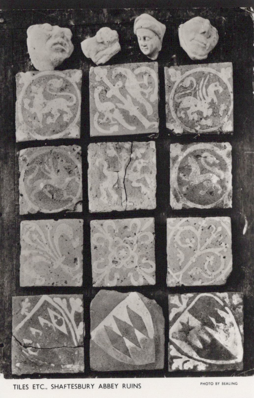 Dorset Postcard - Tiles etc, Shaftesbury Abbey Ruins  VT633