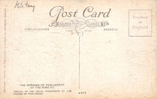 Load image into Gallery viewer, Royalty Postcard - The Opening of Parliament By The King  SW18145
