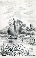 Load image into Gallery viewer, Norfolk Postcard - Ranworth Dyke, Yacht Leaving   SW18367
