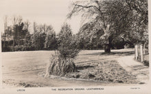 Load image into Gallery viewer, Vintage black and white photo of a park with trees and grass, labeled &#39;The Recreation Ground, Leatherhead&#39;.
