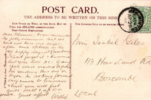 Load image into Gallery viewer, Vintage postcard with handwritten text and a stamp, featuring the address side.
