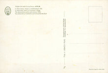 Load image into Gallery viewer, Back of a postcard with text and a logo on a beige background
