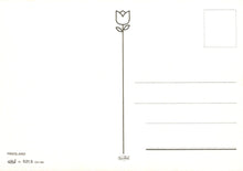 Load image into Gallery viewer, Blank postcard with a tulip design on the top left corner and lined writing area below.
