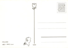 Load image into Gallery viewer, Black and white illustration of a tulip and map of Holland with text on a white background.
