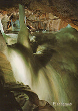 Load image into Gallery viewer, Cave with ice formations and water, labeled &#39;Eisabgrund&#39;.
