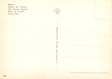 Load image into Gallery viewer, Vintage postcard back with text and a stamp, featuring &#39;Roma&#39; and &#39;Piazza del Popolo&#39;.
