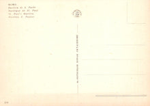 Load image into Gallery viewer, Vintage postcard with text and a stamp on a light pink background
