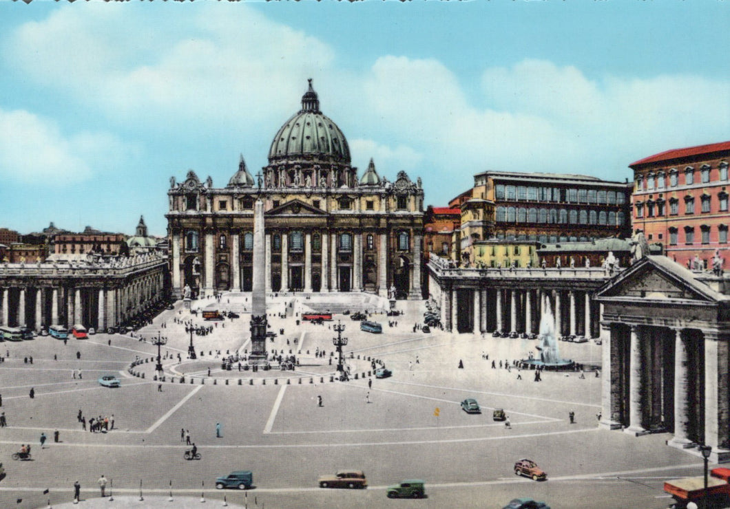 St. Peter's Basilica in Vatican City with a clear blue sky