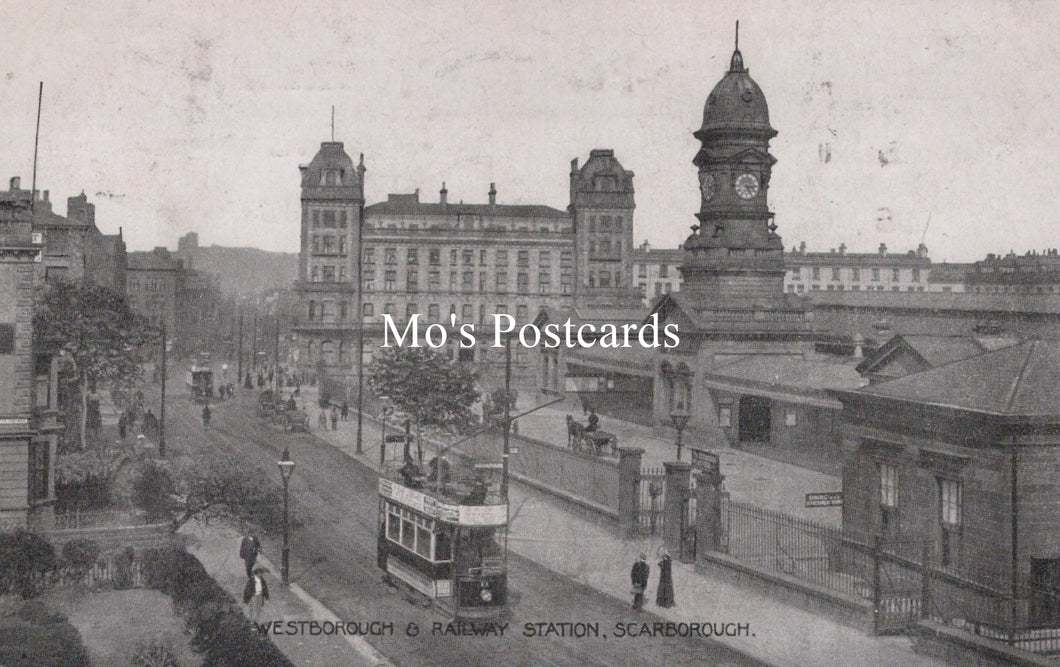 Yorkshire Postcard - Scarborough, Westborough and Railway Station   SW18879
