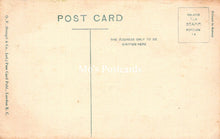 Load image into Gallery viewer, Back of a vintage postcard with text and a stamp area.
