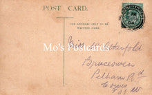 Load image into Gallery viewer, Vintage postcard with handwritten address and a stamp 
