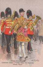 Load image into Gallery viewer, Illustration of British Coldstream Guard in formal uniform with musical instruments.
