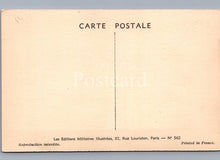 Load image into Gallery viewer, Back of a French postcard with text and a vertical line.
